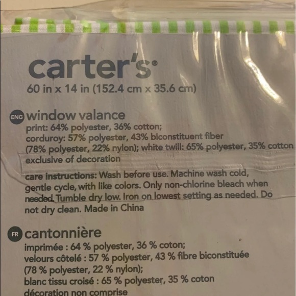 Carter's Animals Collection Window Valance New - Picture 3 of 3